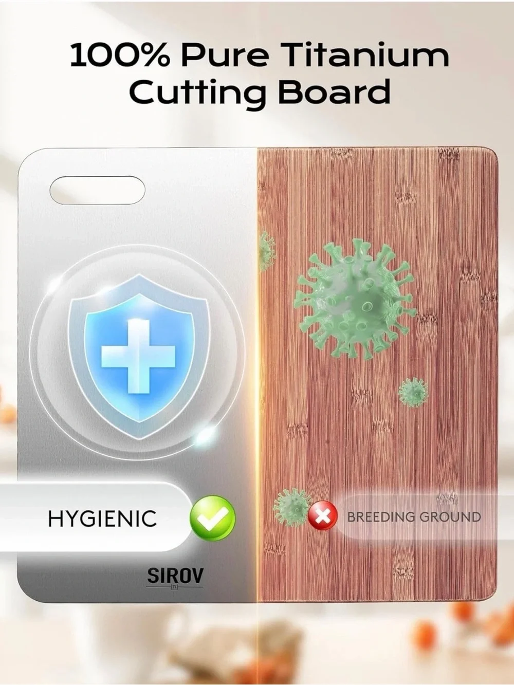 New titanium cutting board in plastic